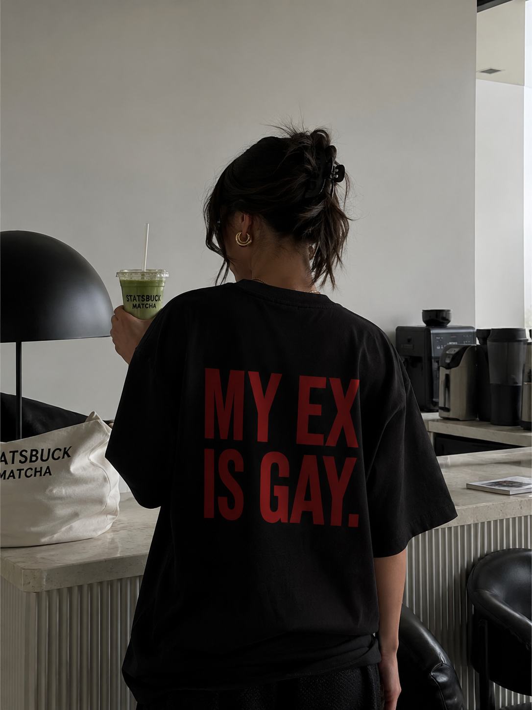 T-shirt Noir Oversize My Ex Is Gay
